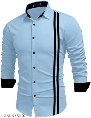 GAZZY CREATION Men Solid Casual Light Blue Shirt