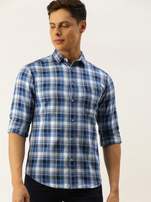 The Indian Garage Co. Men Checkered Casual Blue Shirt