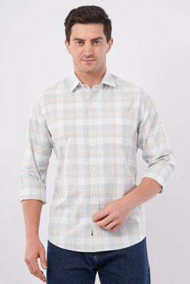 OFFSHADE Men Checkered Casual Green Shirt