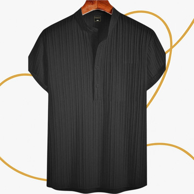 Dharamraj Fashion Men Self Design Casual Black Shirt