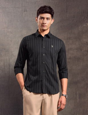 ARROW Men Self Design Formal Black Shirt