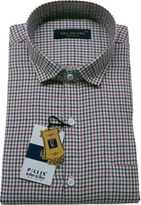 Pillix John Killer Men Checkered Casual Maroon, Blue, White Shirt