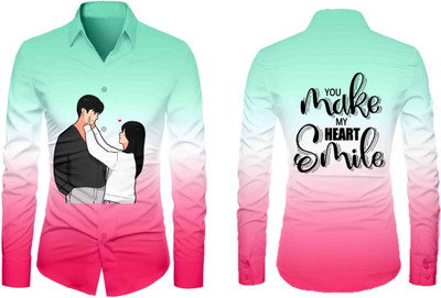 VMENTERPRISE Men Printed Casual Pink Shirt