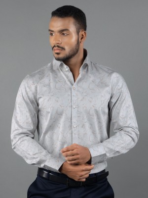 LOUIS STITCH Men Printed Casual Grey Shirt