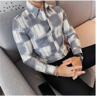 VASTRAM TREND Men Printed Casual Grey Shirt