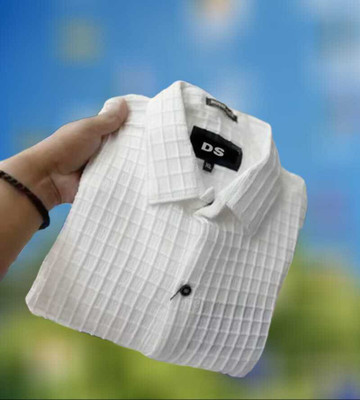 DUCCKCREATION Men Self Design Casual White Shirt