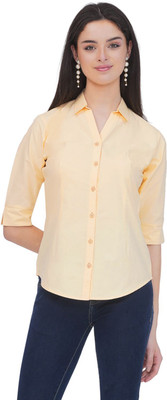 LIANAFASHION Women Solid Formal Yellow Shirt