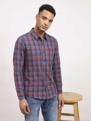 LEE Men Checkered Casual Red, White, Dark Blue Shirt