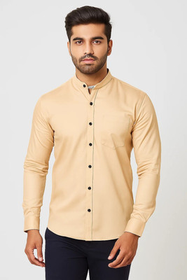 MAHIRAN Men Solid Casual Yellow Shirt