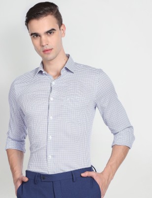 ARROW Men Checkered Formal Blue, Black, White Shirt