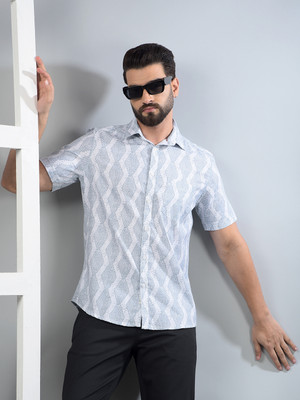 CRIMSOUNE CLUB Men Printed Casual Green, White Shirt