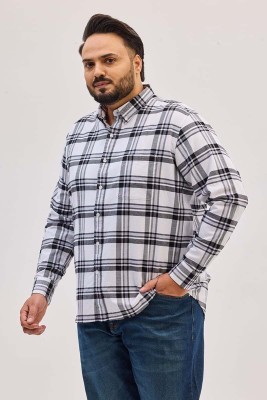 Snitch Men Checkered Casual White Shirt