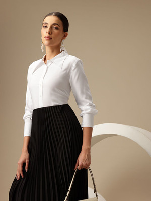 CHEMISTRY Women Solid Formal White Shirt