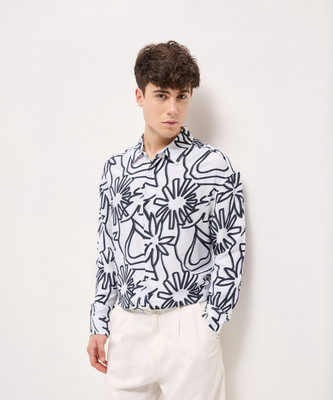 THE BEAR HOUSE Men Printed Casual White Shirt