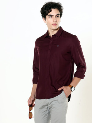 Estilocus Men Solid Formal Purple Shirt
