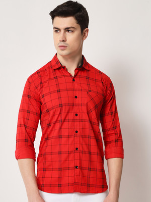 Surhi Men Checkered Casual Red Shirt