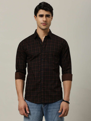 Sam Unique Man Men Checkered Casual Brown Shirt