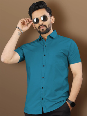 VeBNoR Men Solid Casual Dark Blue Shirt