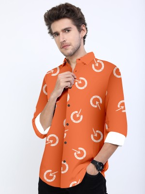 GROFLEX FASHION Men Printed Casual Orange Shirt