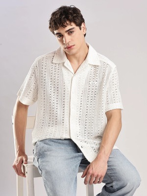 Calvin Klein Jeans Men Self Design Casual White Shirt