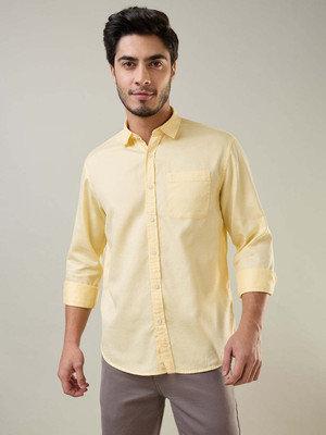 Tim Paris Men Solid Casual Yellow Shirt