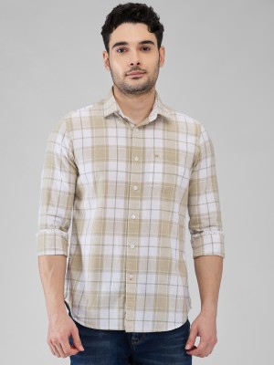 KILLER Men Checkered Casual Beige Shirt