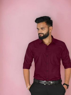 HENDRIX FASHION TREND Men Self Design Casual Maroon Shirt