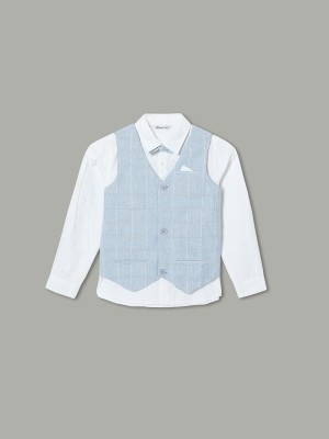 Fame Forever by Lifestyle Boys Solid Casual Blue, White Shirt