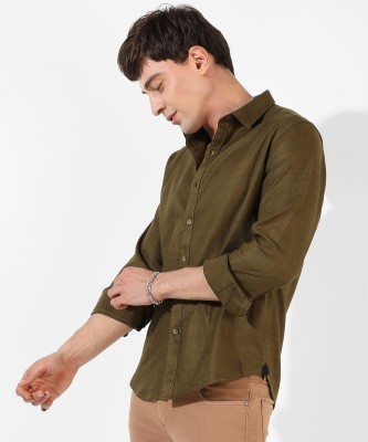 CAMPUS SUTRA Men Solid Casual Brown Shirt