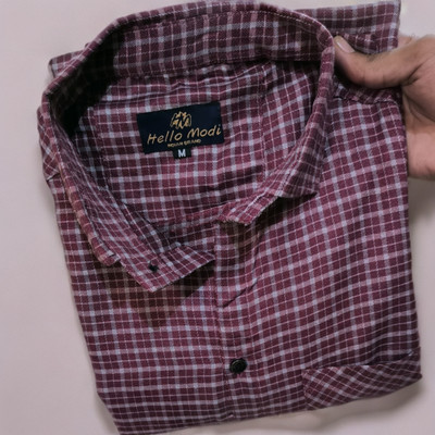 MODI DILIP Men Checkered Casual Red Shirt