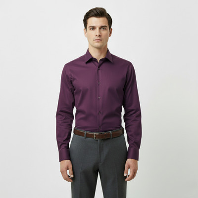AntlersGuild Men Solid Casual Purple Shirt
