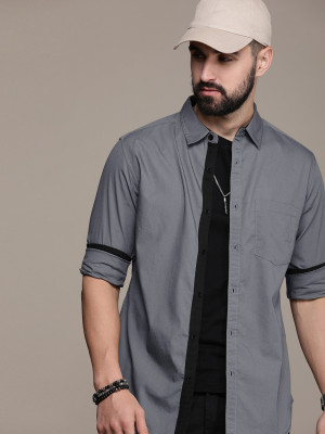 EyeBogler Men Self Design Casual Black Shirt