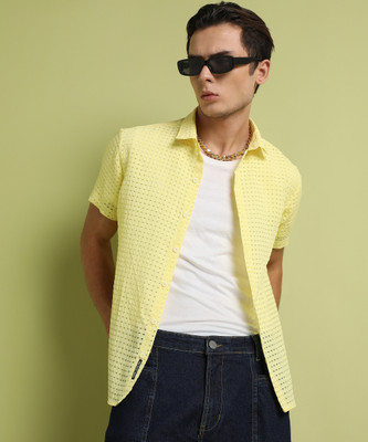 CAMPUS SUTRA Men Printed Casual Yellow Shirt
