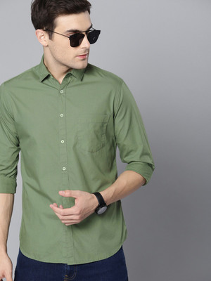 PROVOGUE Men Solid Casual Green Shirt