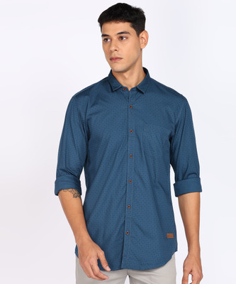 PETER ENGLAND Men Printed Casual Blue Shirt