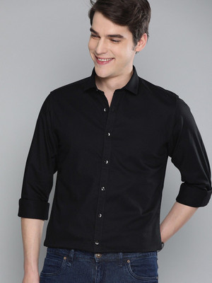 The style grove Men Solid Casual Black Shirt
