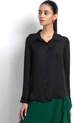 SHAYE Women Solid Casual Black Shirt