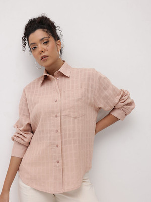 Roadster Women Checkered Casual Beige Shirt