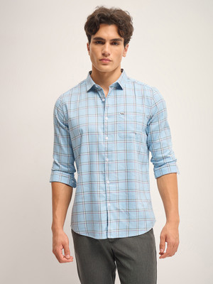 THE BEAR HOUSE Men Checkered Casual Blue Shirt