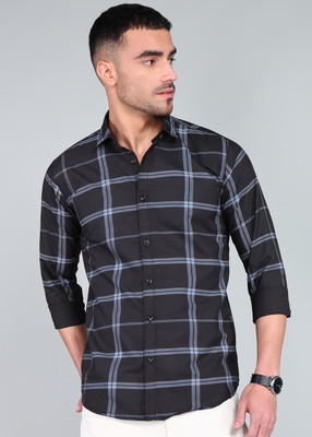youth first Men Checkered Casual Black Shirt
