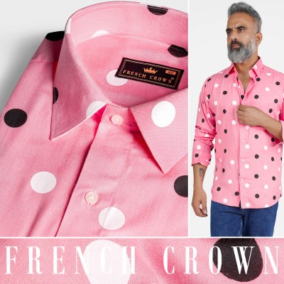french crown Men Printed Casual Pink, Black, White Shirt