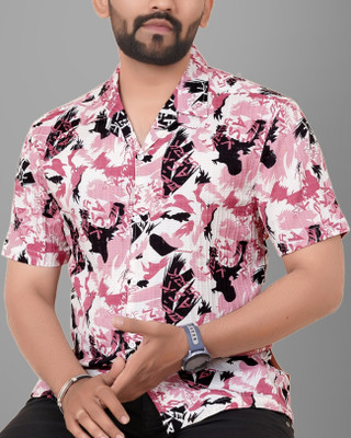 METRONAUT Men Printed Casual Pink Shirt