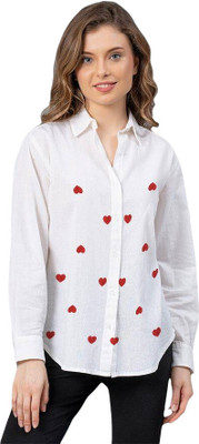 THECLASSICTOGS Women Printed Casual White Shirt