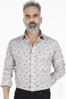 french crown Men Printed Casual White, Black, Grey Shirt