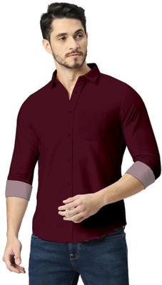 SAADIWALA Men Solid Formal Maroon Shirt