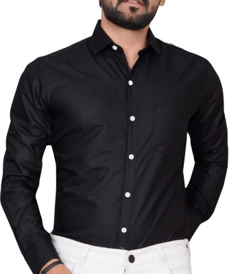 Tyzlo Men Solid Formal Black Shirt