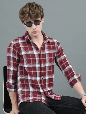 Paul Street Men Checkered Casual Maroon Shirt