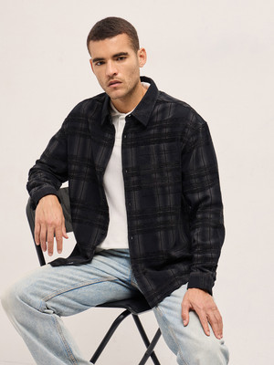THE BEAR HOUSE Men Checkered Casual Grey Shirt