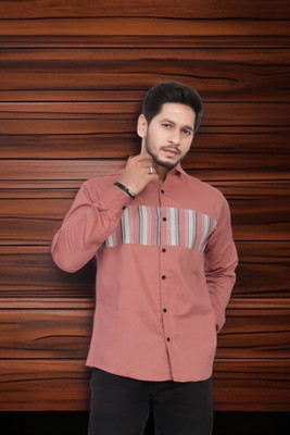U AND J TREND Men Printed Casual Pink Shirt