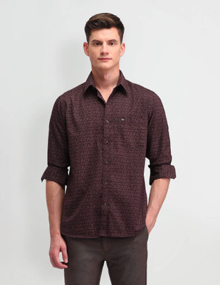 Arrow Sport Men Self Design Casual Brown Shirt